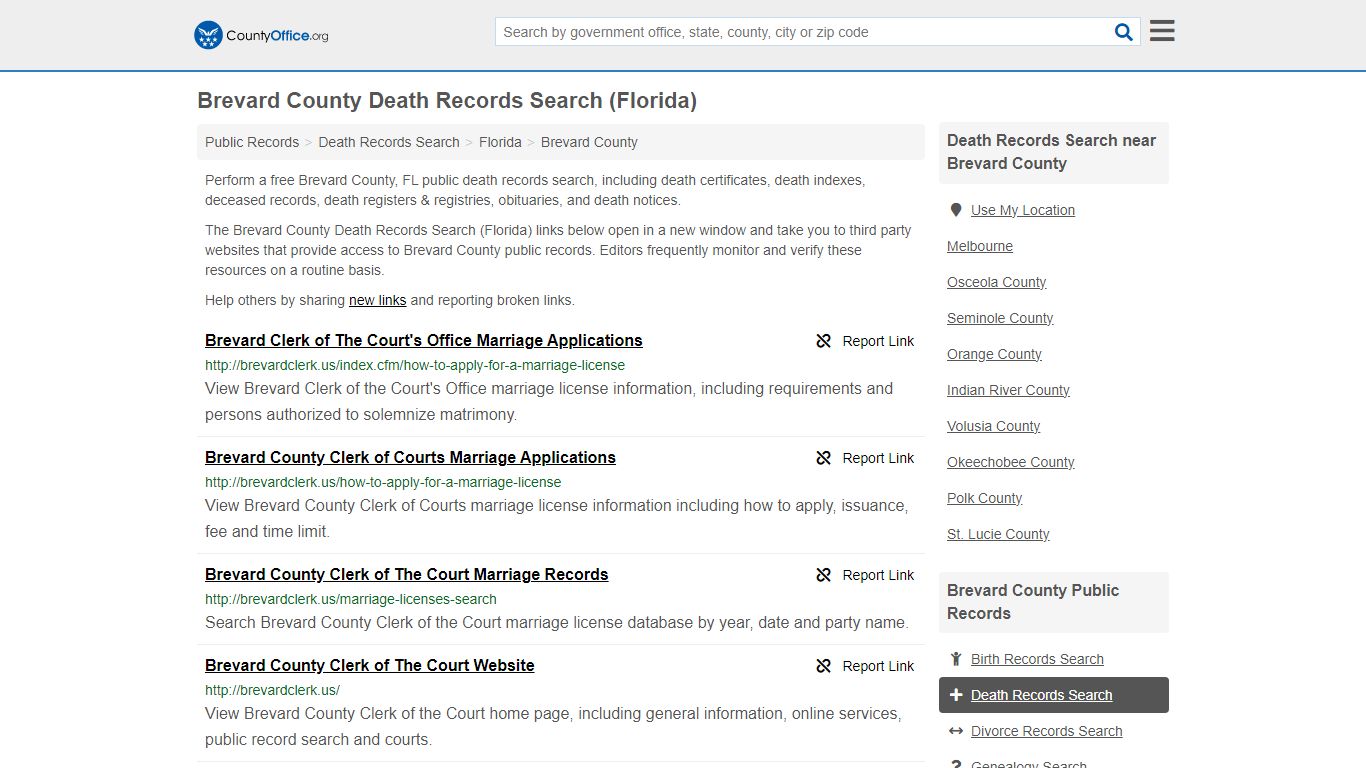 Brevard County Death Records Search (Florida) - County Office